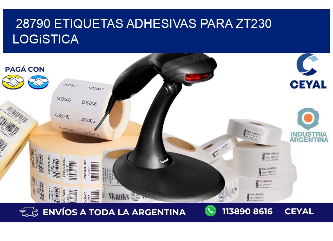 28790 etiquetas adhesivas para zt230 logística