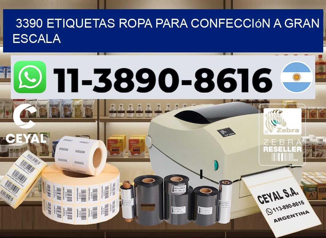 3390 Etiquetas ropa para confección a gran escala