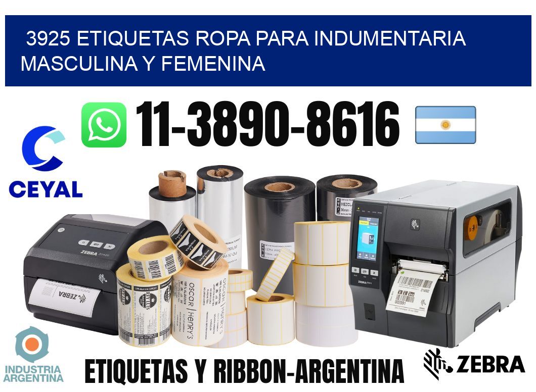 3925 Etiquetas ropa para indumentaria masculina y femenina
