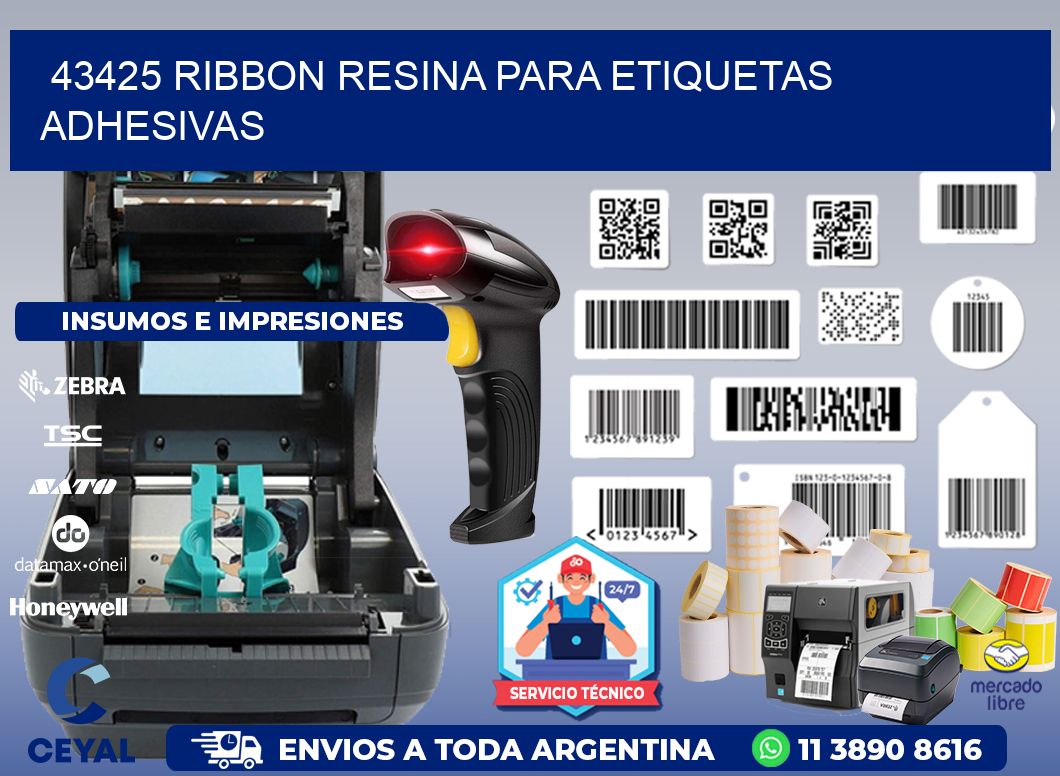 43425 ribbon resina para etiquetas adhesivas