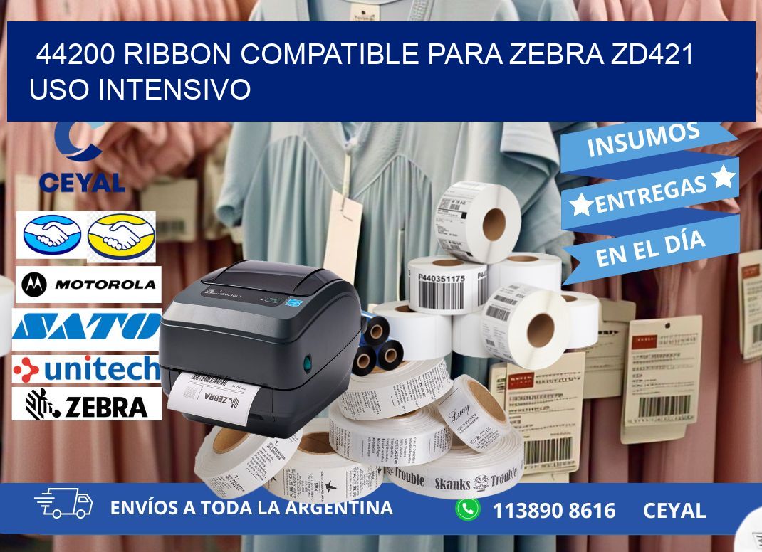 44200 ribbon compatible para zebra zd421 uso intensivo