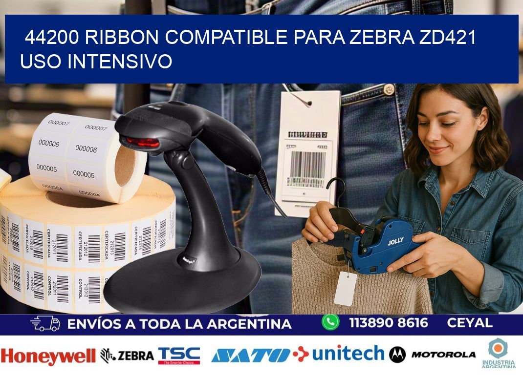 44200 ribbon compatible para zebra zd421 uso intensivo