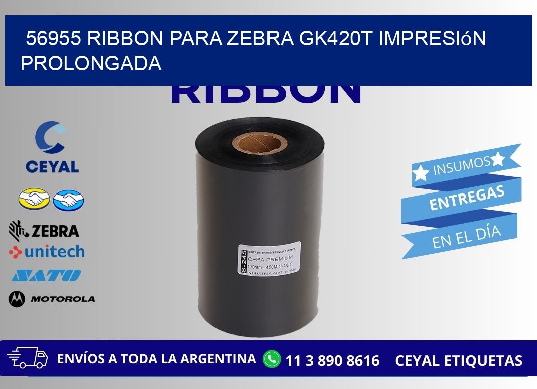 56955 ribbon para zebra gk420t impresión prolongada