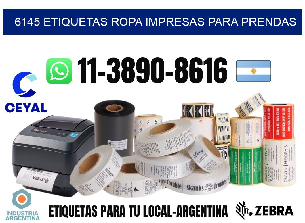 6145 Etiquetas ropa impresas para prendas