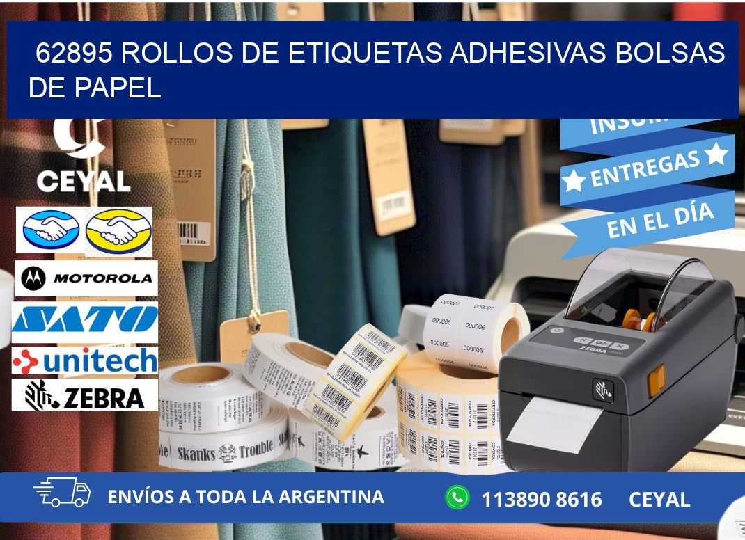 62895 rollos de etiquetas adhesivas bolsas de papel