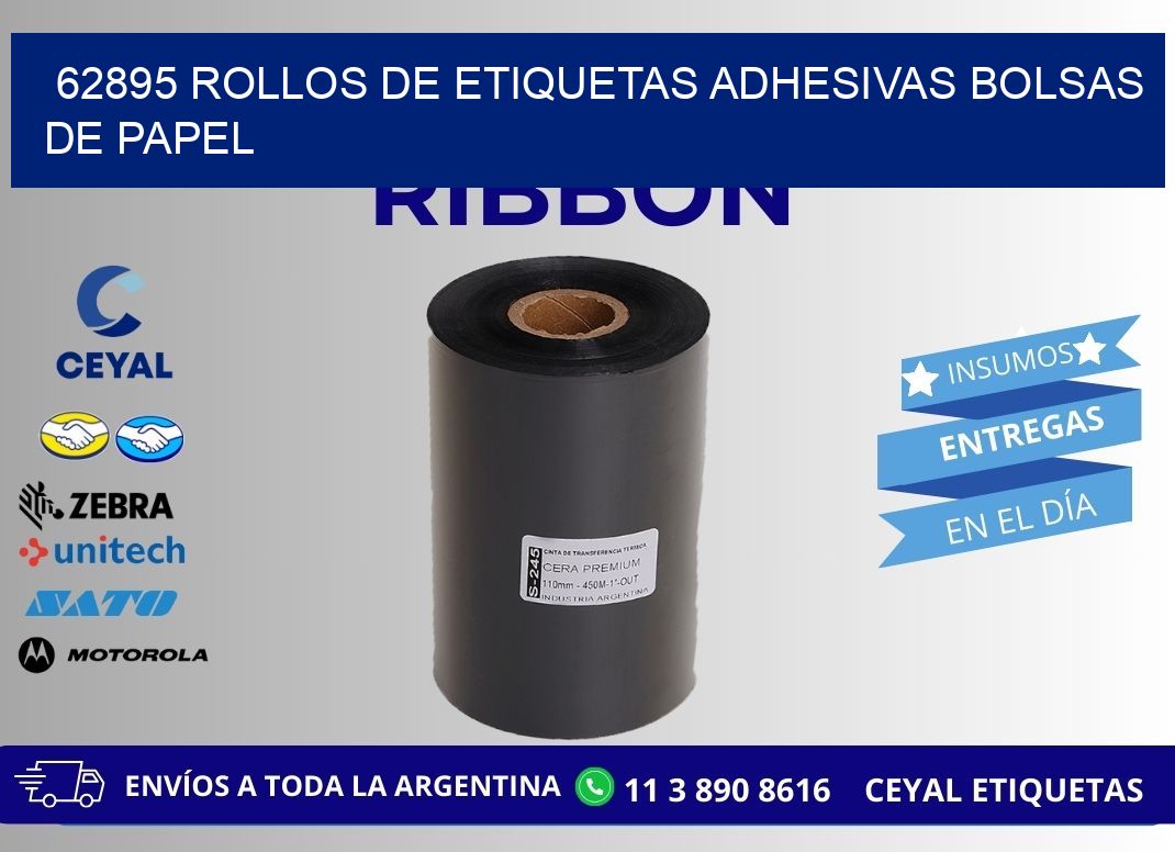 62895 rollos de etiquetas adhesivas bolsas de papel