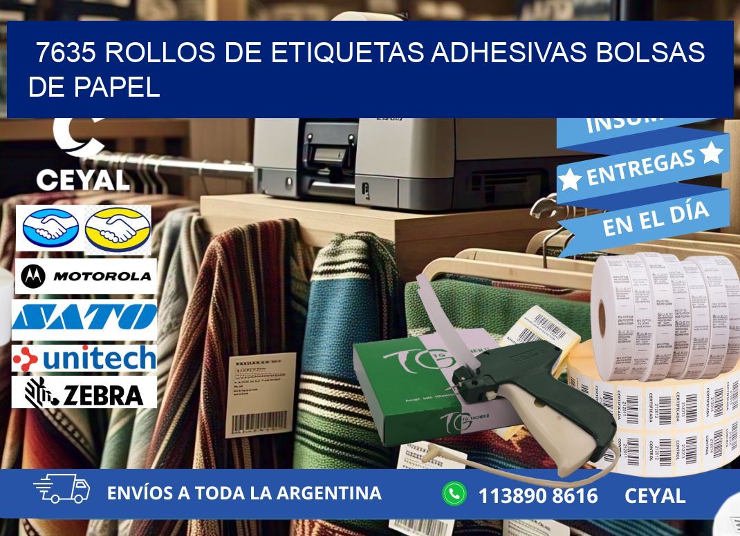 7635 rollos de etiquetas adhesivas bolsas de papel
