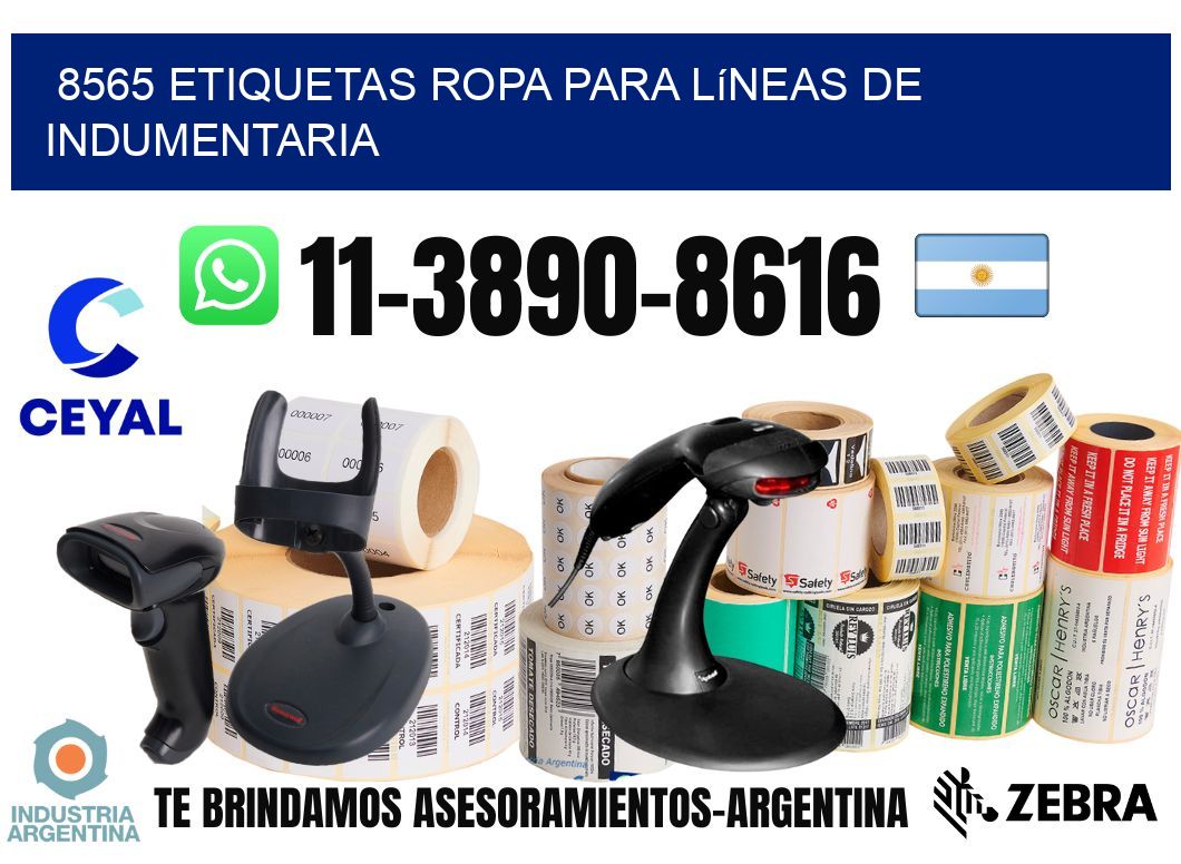 8565 Etiquetas ropa para líneas de indumentaria