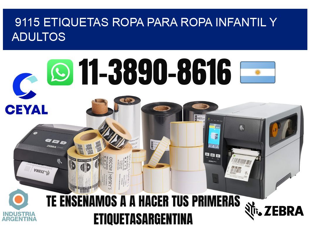 9115 Etiquetas ropa para ropa infantil y adultos