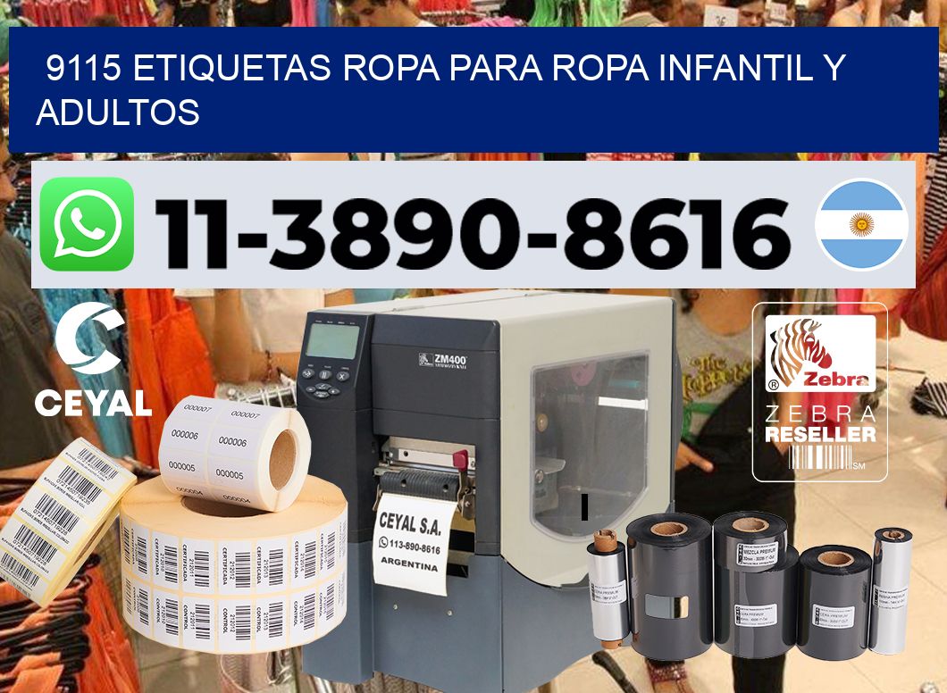 9115 Etiquetas ropa para ropa infantil y adultos
