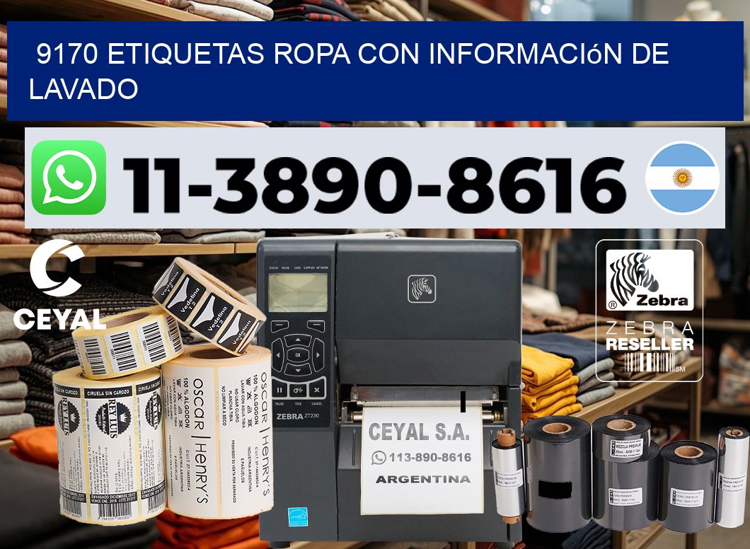 9170 Etiquetas ropa con información de lavado