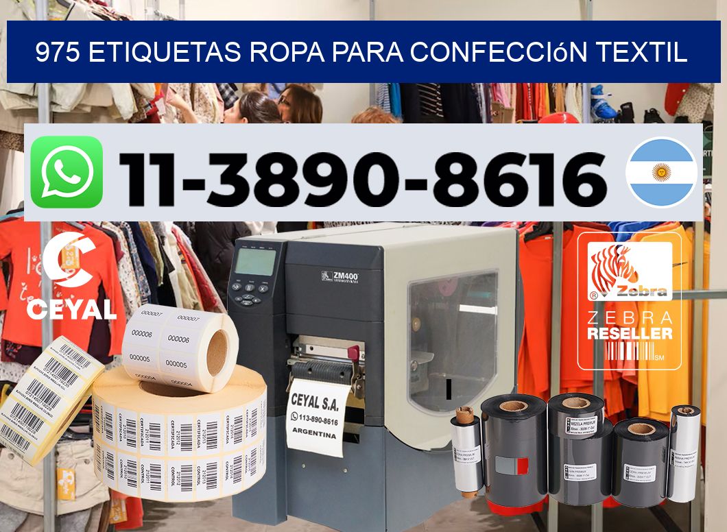 975 Etiquetas ropa para confección textil