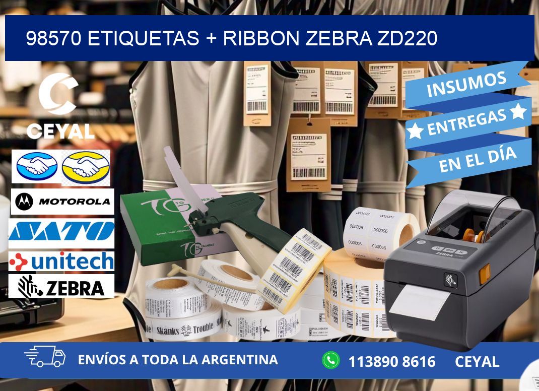 98570 etiquetas + ribbon zebra zd220
