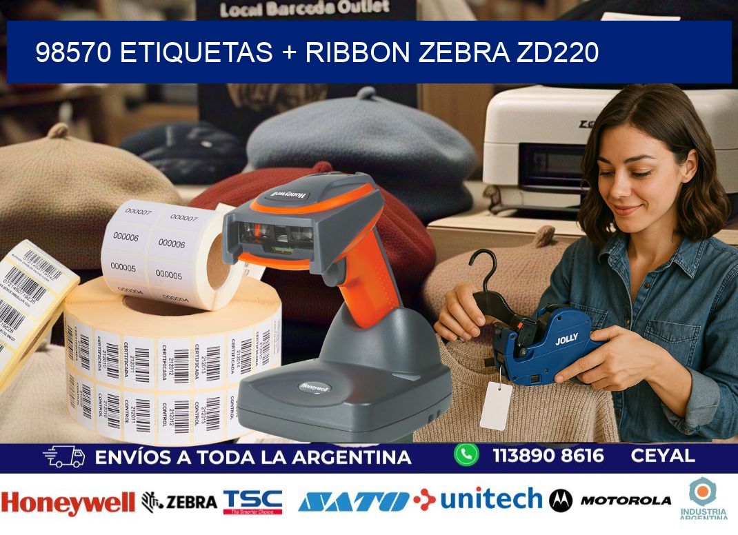 98570 etiquetas + ribbon zebra zd220