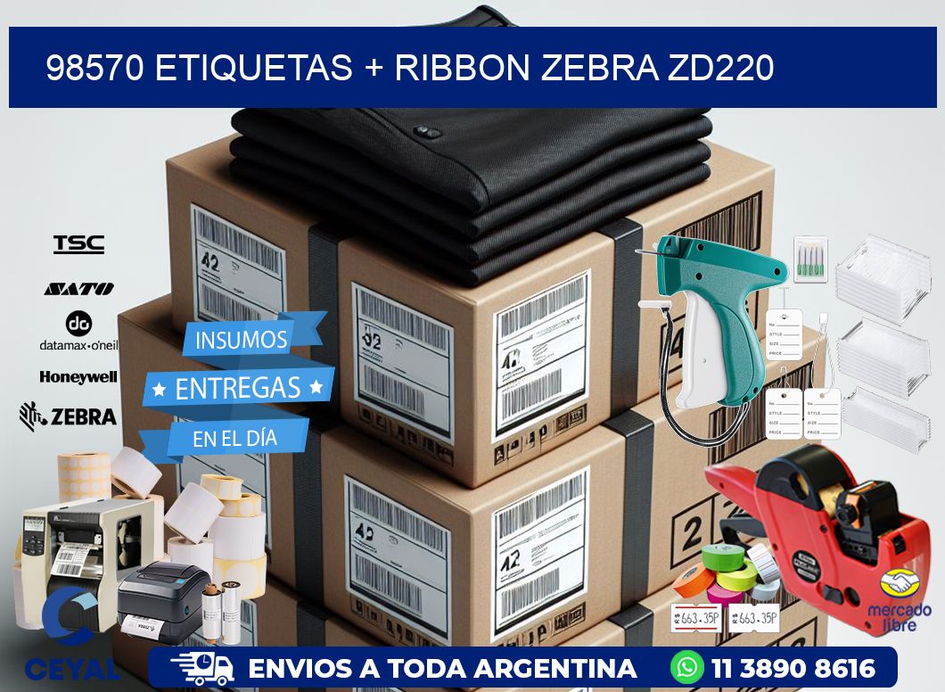 98570 etiquetas + ribbon zebra zd220