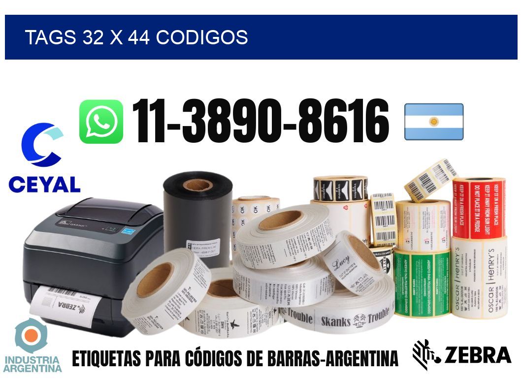 tags 32 x 44 codigos