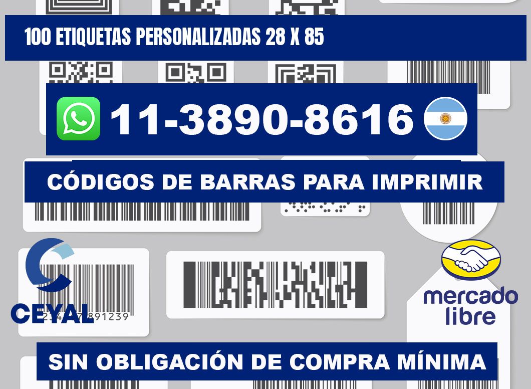 100 ETIQUETAS PERSONALIZADAS 28 x 85