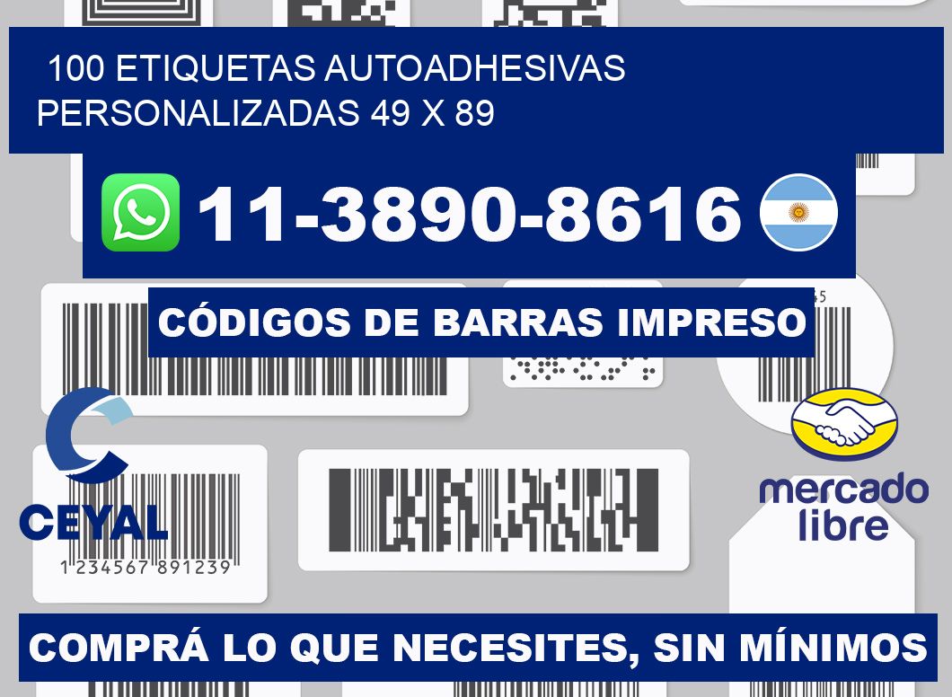 100 Etiquetas autoadhesivas personalizadas 49 x 89