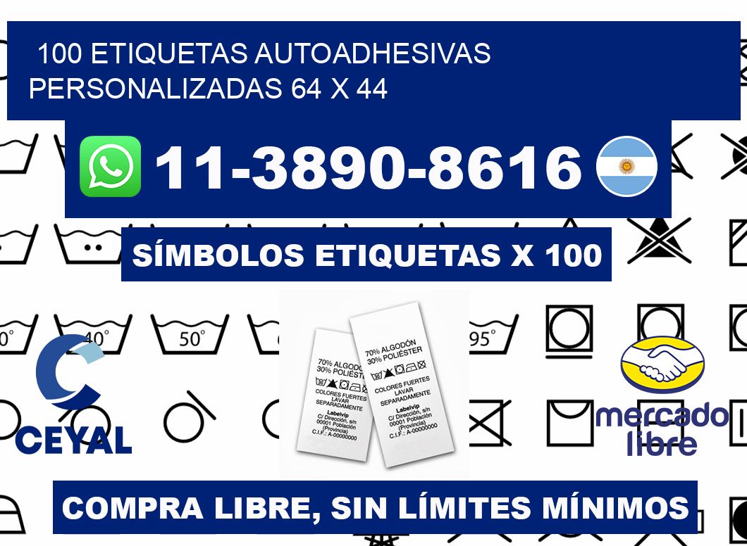 100 Etiquetas autoadhesivas personalizadas 64 x 44