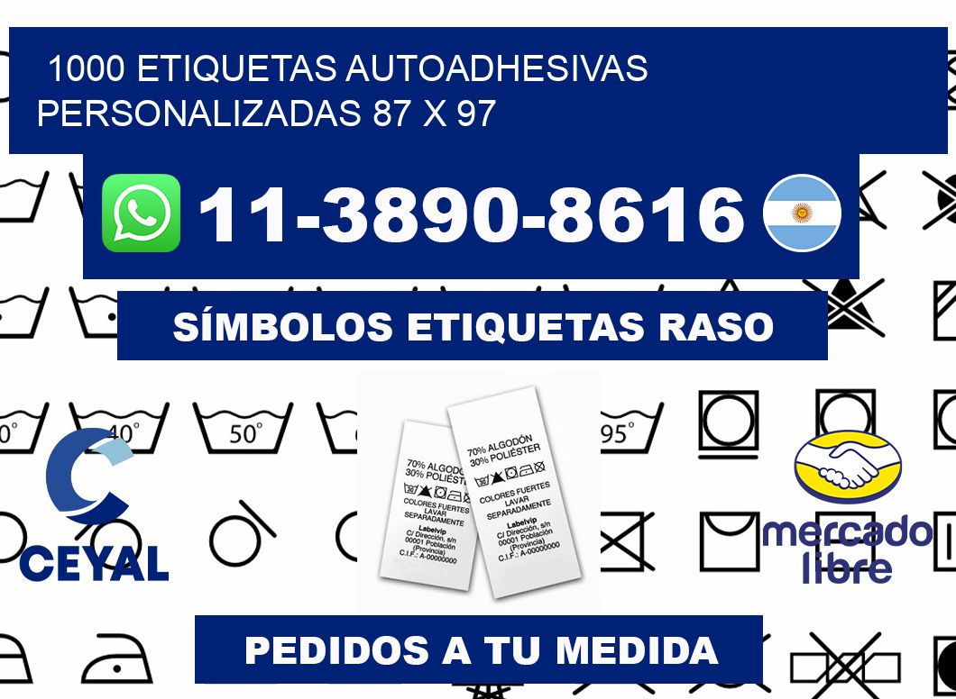 1000 Etiquetas autoadhesivas personalizadas 87 x 97