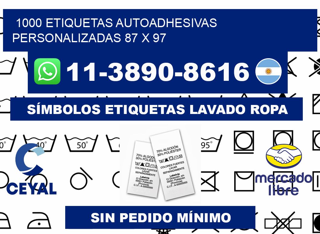 1000 Etiquetas autoadhesivas personalizadas 87 x 97