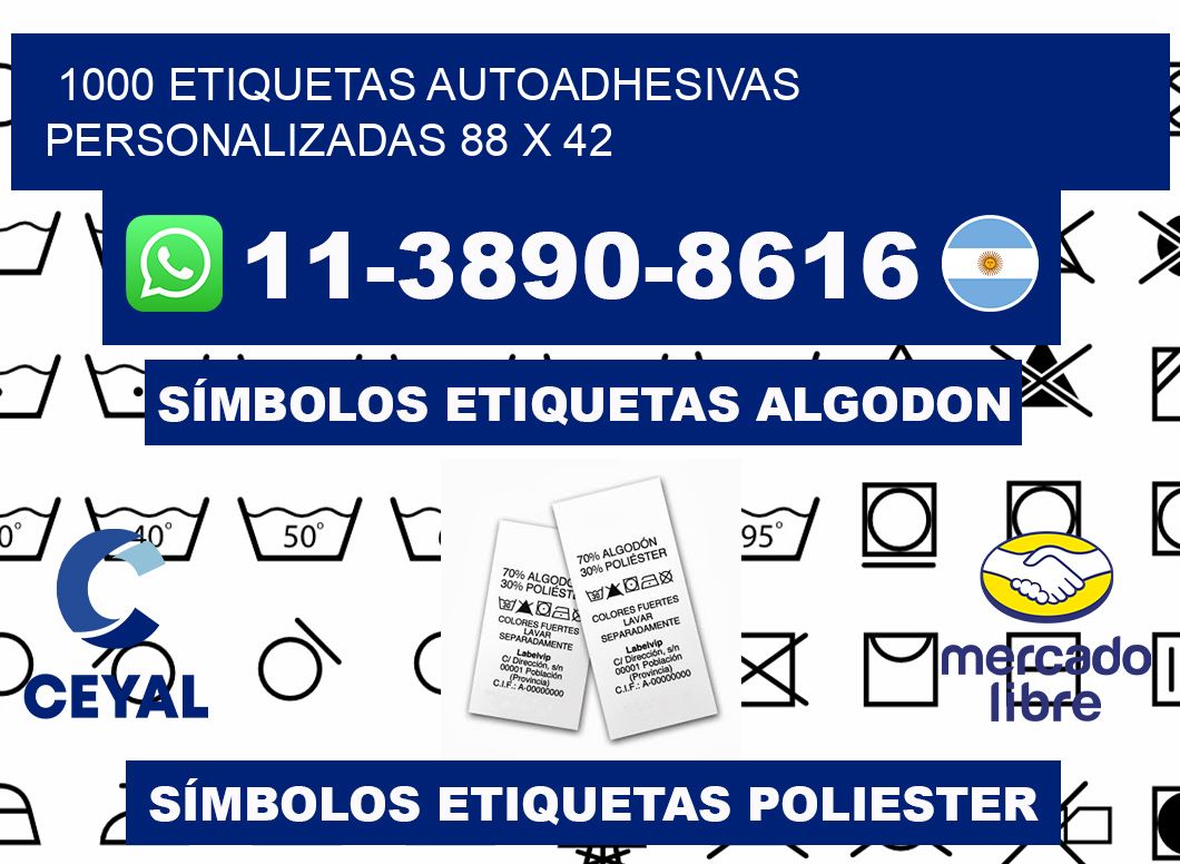 1000 Etiquetas autoadhesivas personalizadas 88 x 42