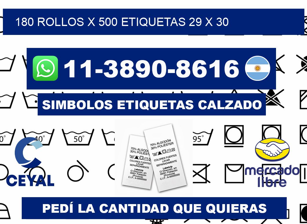 180 rollos x 500 etiquetas 29 x 30