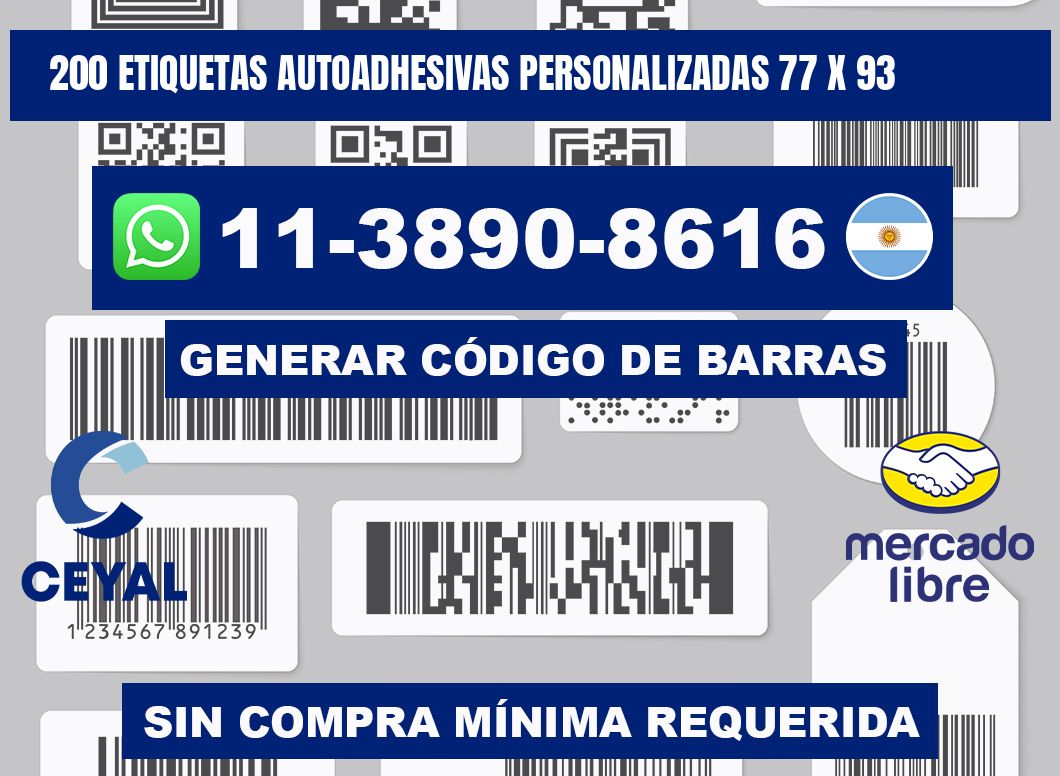 200 Etiquetas autoadhesivas personalizadas 77 x 93