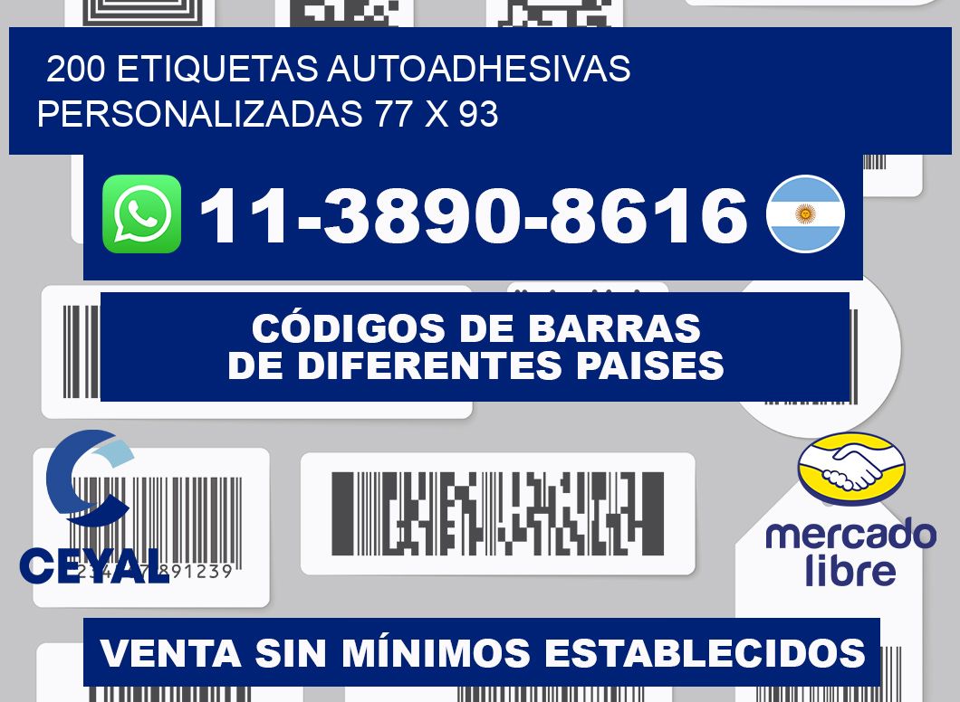 200 Etiquetas autoadhesivas personalizadas 77 x 93