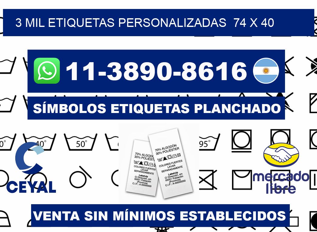 3 mil etiquetas personalizadas  74 x 40