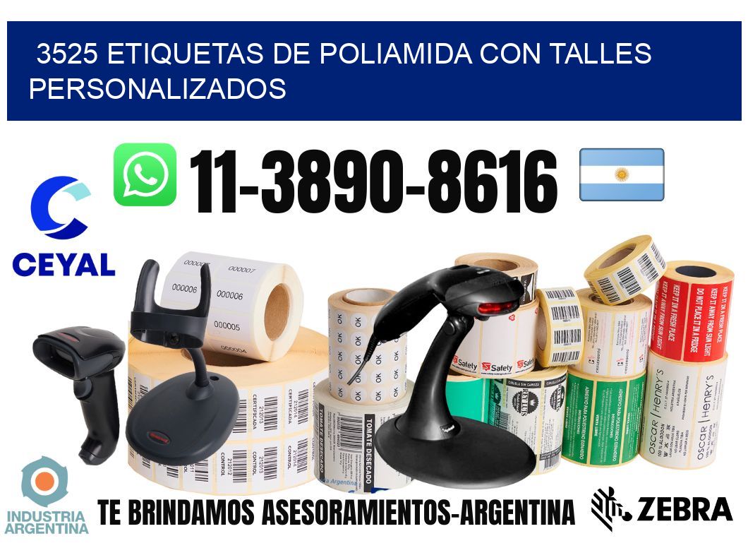 3525 Etiquetas de poliamida con talles personalizados
