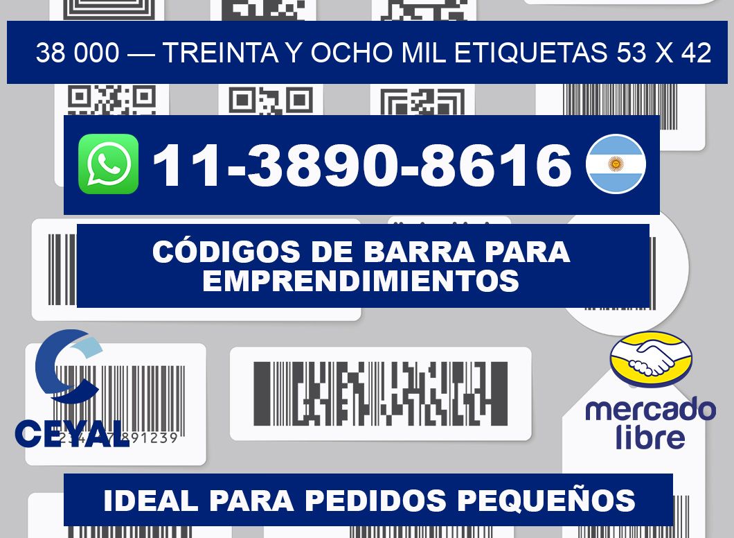 38 000 — treinta y ocho mil etiquetas 53 x 42