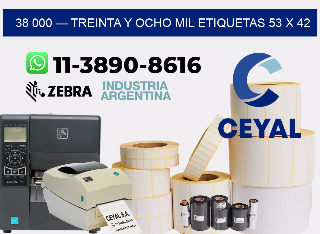 38 000 — treinta y ocho mil etiquetas 53 x 42