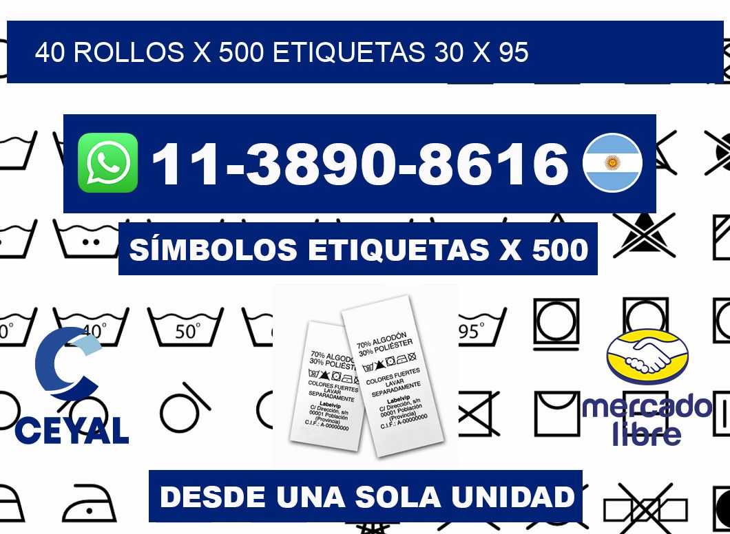 40 rollos x 500 etiquetas 30 x 95