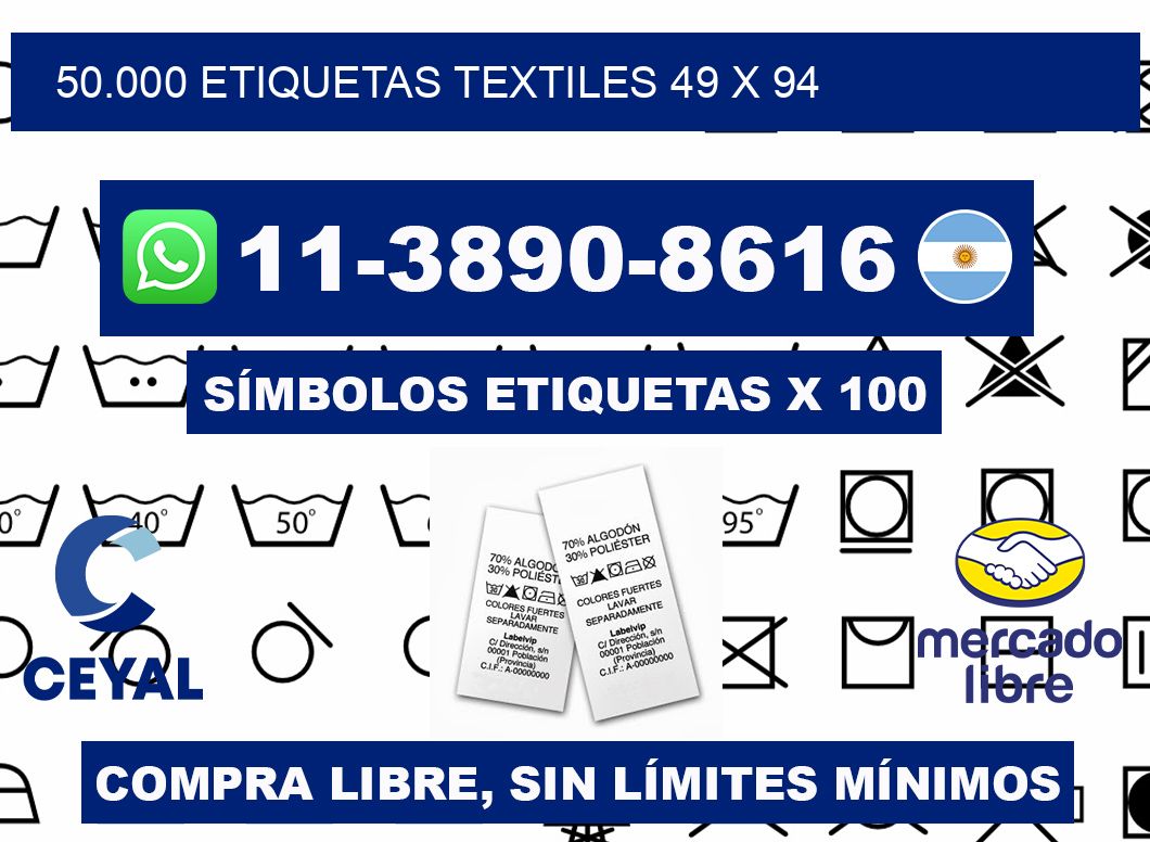 50.000 ETIQUETAS TEXTILES 49 x 94