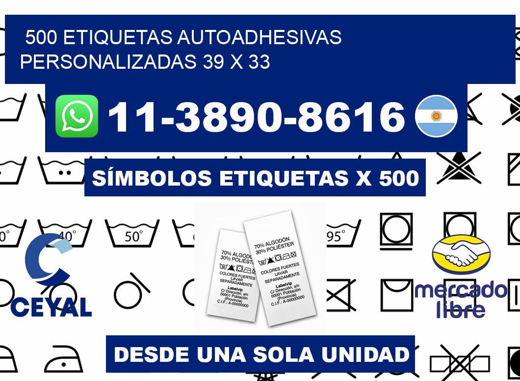 500 Etiquetas autoadhesivas personalizadas 39 x 33