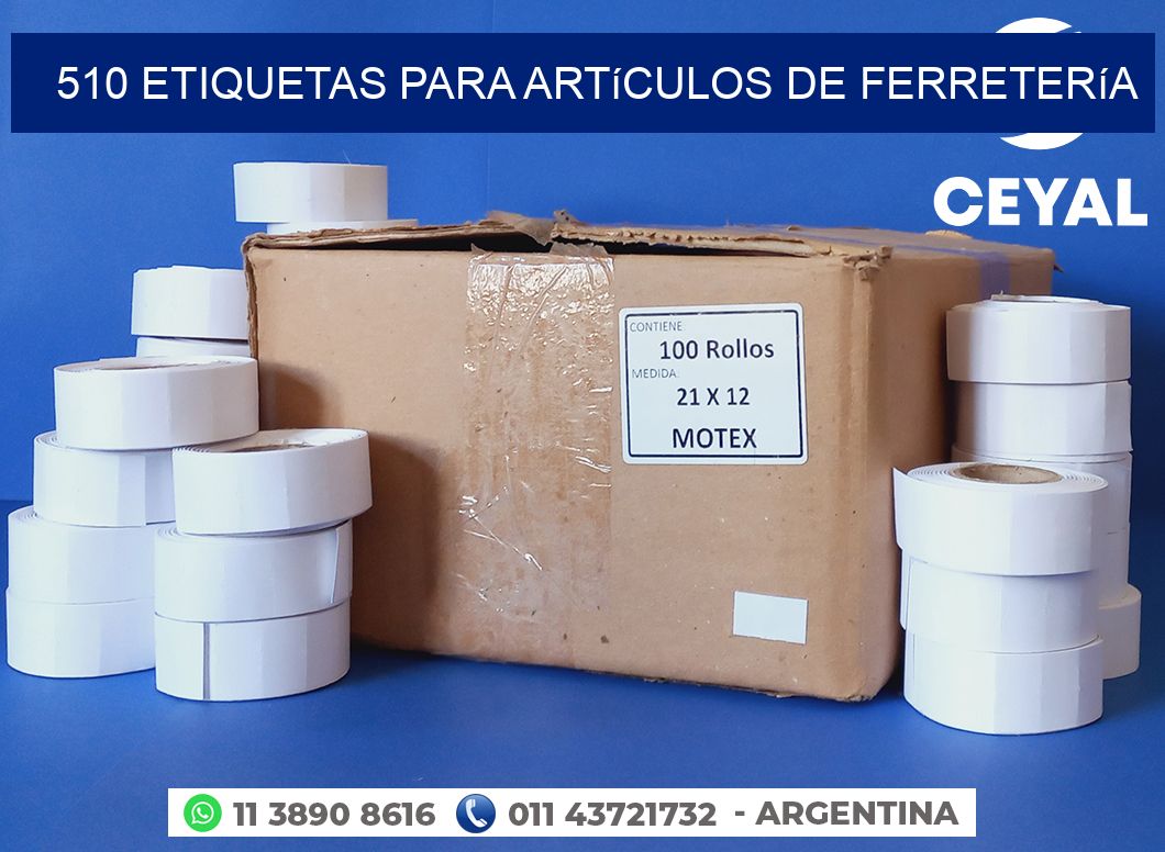510 Etiquetas para artículos de ferretería