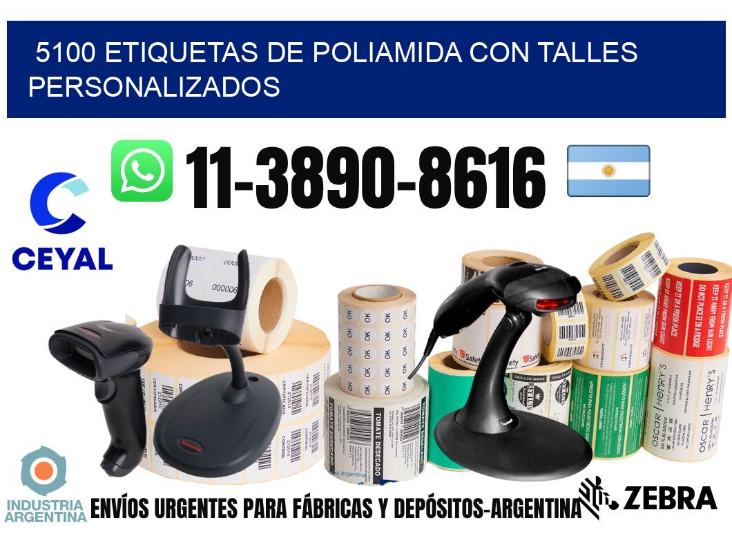 5100 Etiquetas de poliamida con talles personalizados
