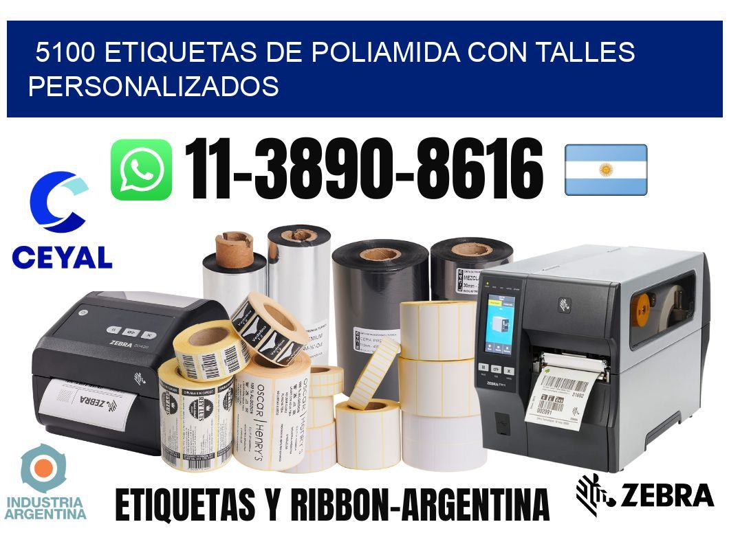 5100 Etiquetas de poliamida con talles personalizados