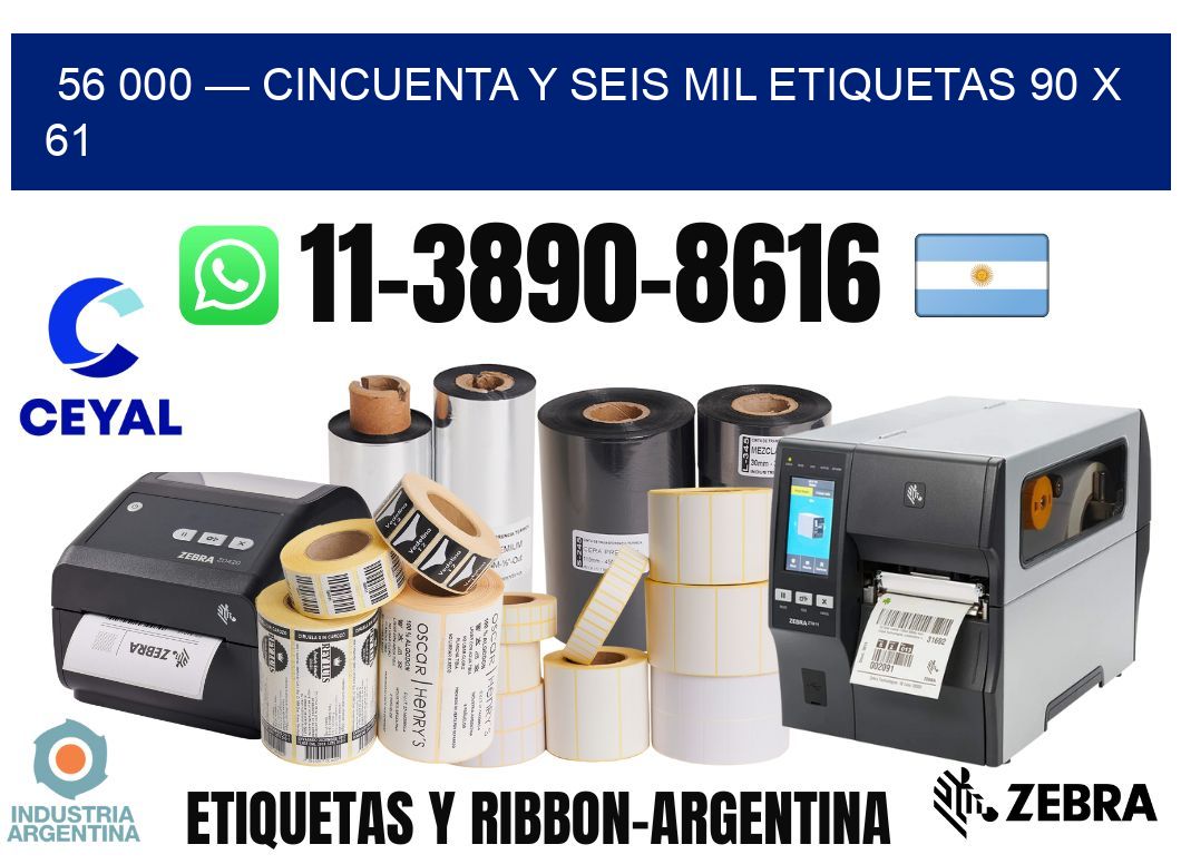56 000 — cincuenta y seis mil etiquetas 90 x 61