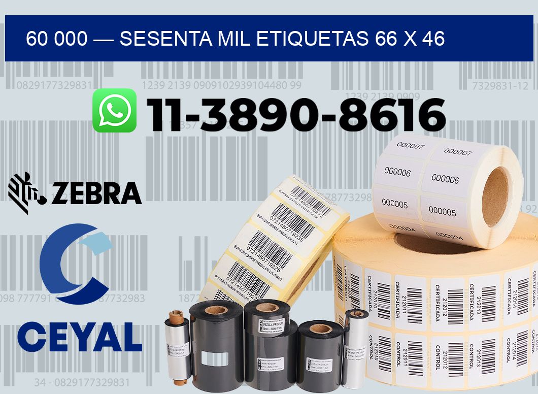 60 000 — sesenta mil etiquetas 66 x 46