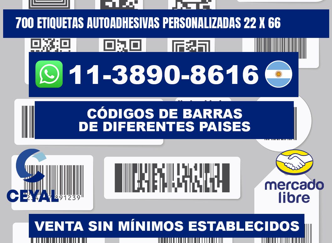 700 Etiquetas autoadhesivas personalizadas 22 x 66