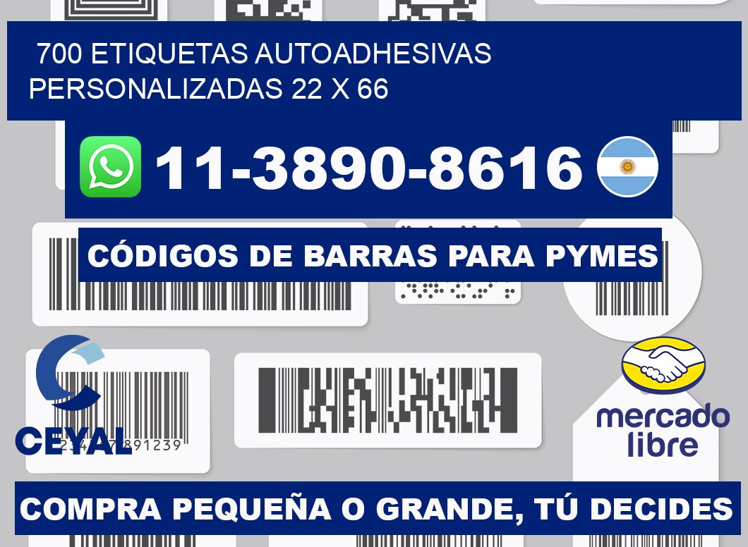 700 Etiquetas autoadhesivas personalizadas 22 x 66