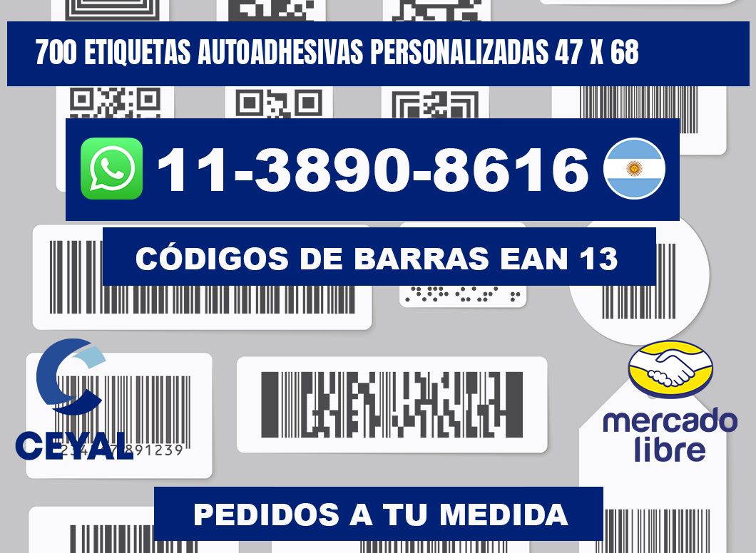 700 Etiquetas autoadhesivas personalizadas 47 x 68