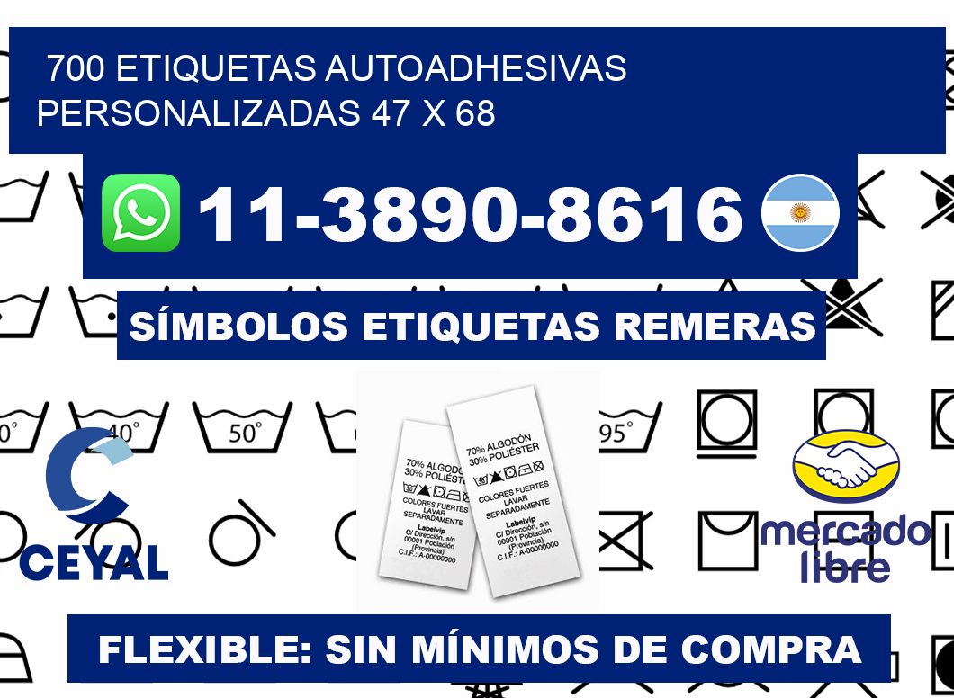 700 Etiquetas autoadhesivas personalizadas 47 x 68