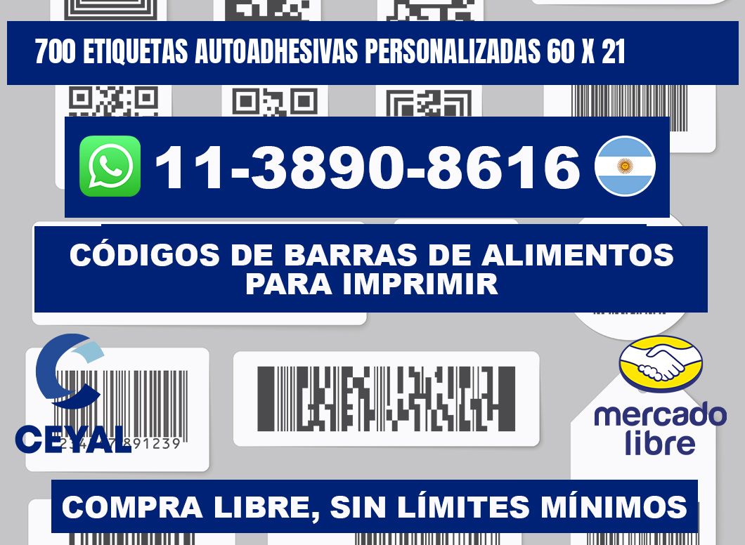 700 Etiquetas autoadhesivas personalizadas 60 x 21