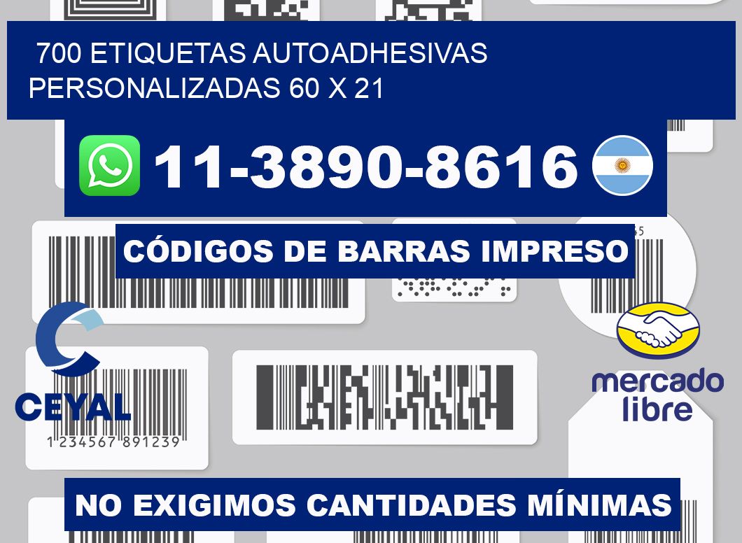 700 Etiquetas autoadhesivas personalizadas 60 x 21