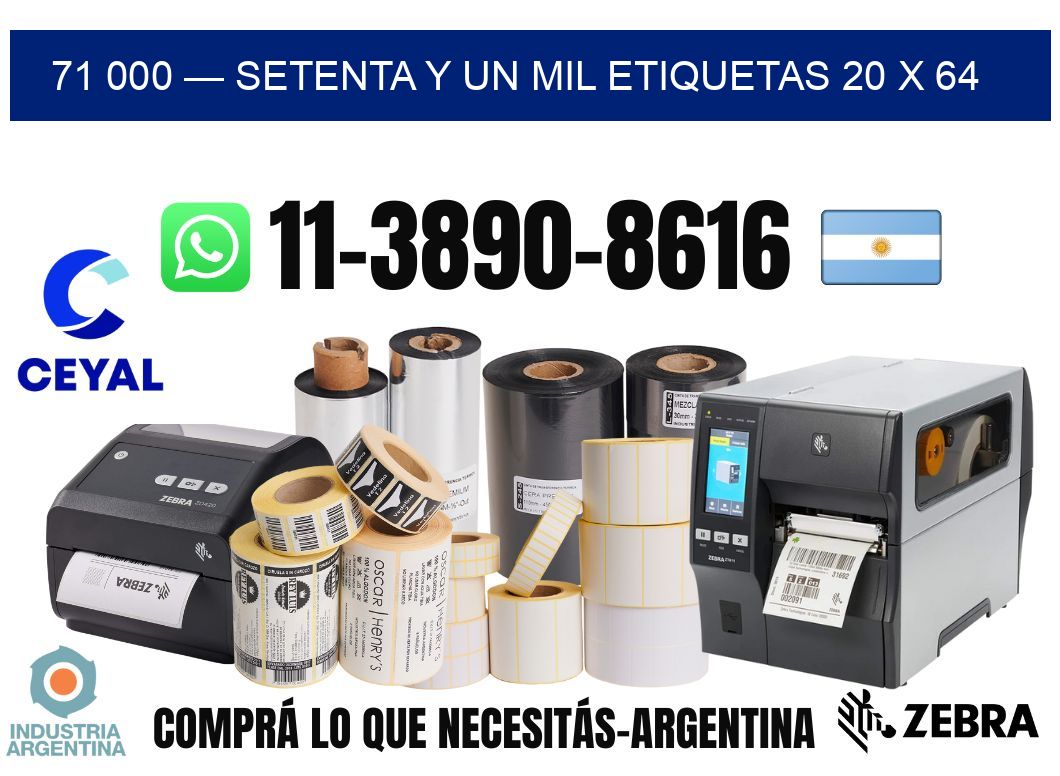 71 000 — setenta y un mil etiquetas 20 x 64