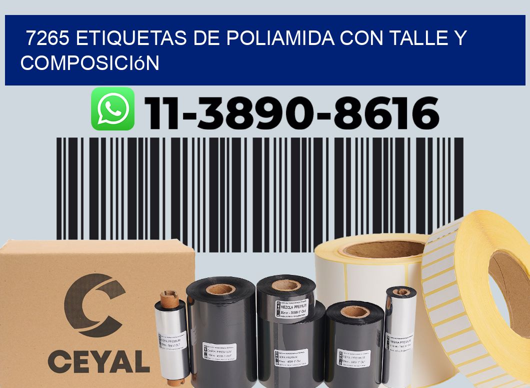 7265 Etiquetas de poliamida con talle y composición