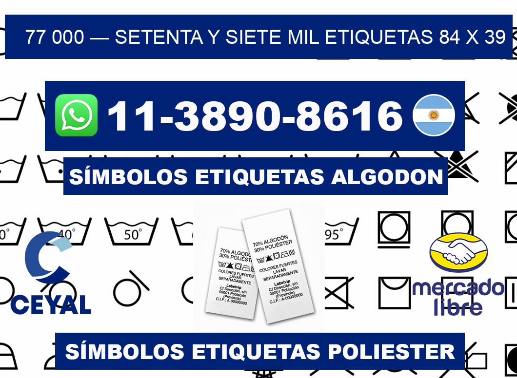 77 000 — setenta y siete mil etiquetas 84 x 39